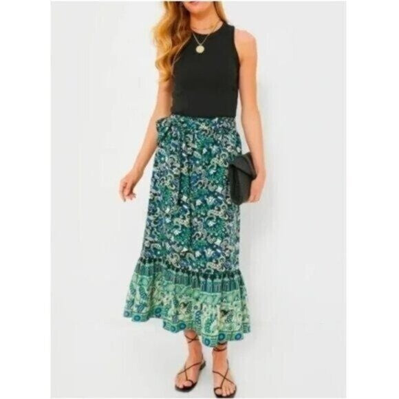 Tuckernuck | NEW Batik Floral Hampton Pull On Cotton Maxi Skirt Size XS